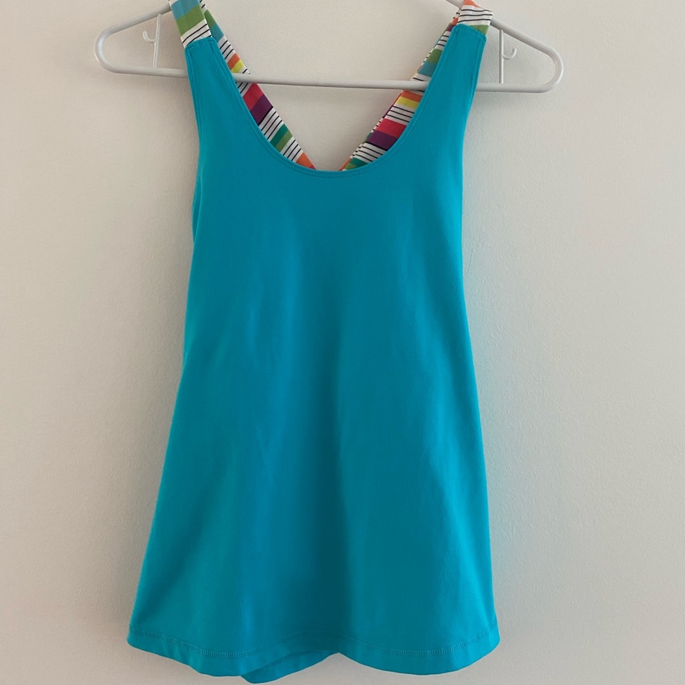Retro Lululemon Turquoise Rainbow Strap Tank, Size 6
